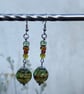 Zyla-Ann UV Glass Leaf Design Earrings 
