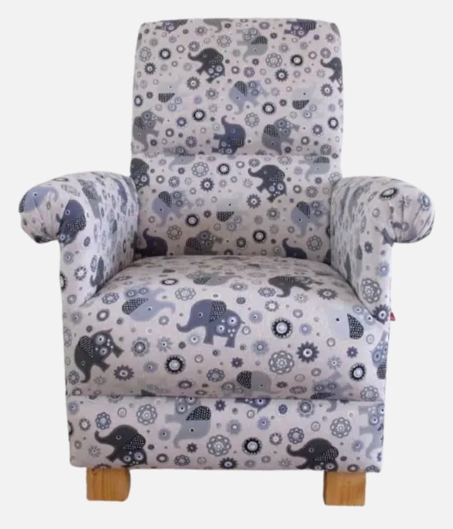 Kids Grey Elephants Armchair Retro Children's Chair Animals Nursery Bedroom 