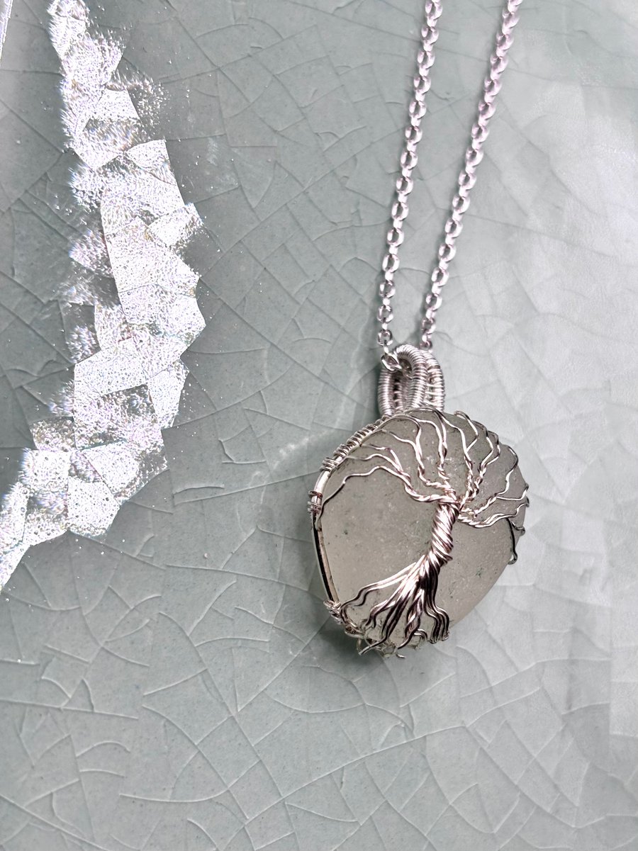 Scottish sea glass Tree of Life pendant - Made in Scotland - unique handmade