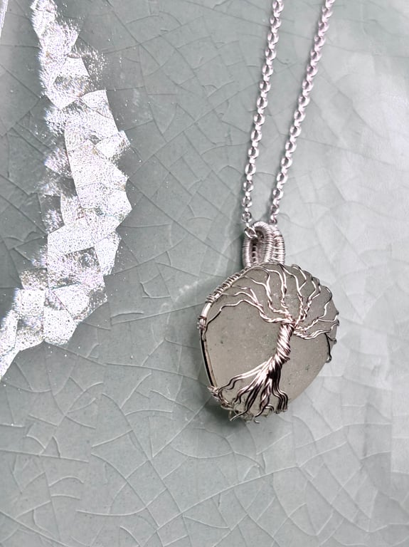 Scottish sea glass Tree of Life pendant - Made in Scotland - unique handmade
