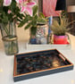 Dark Grey and Bronze botanical birds tray 