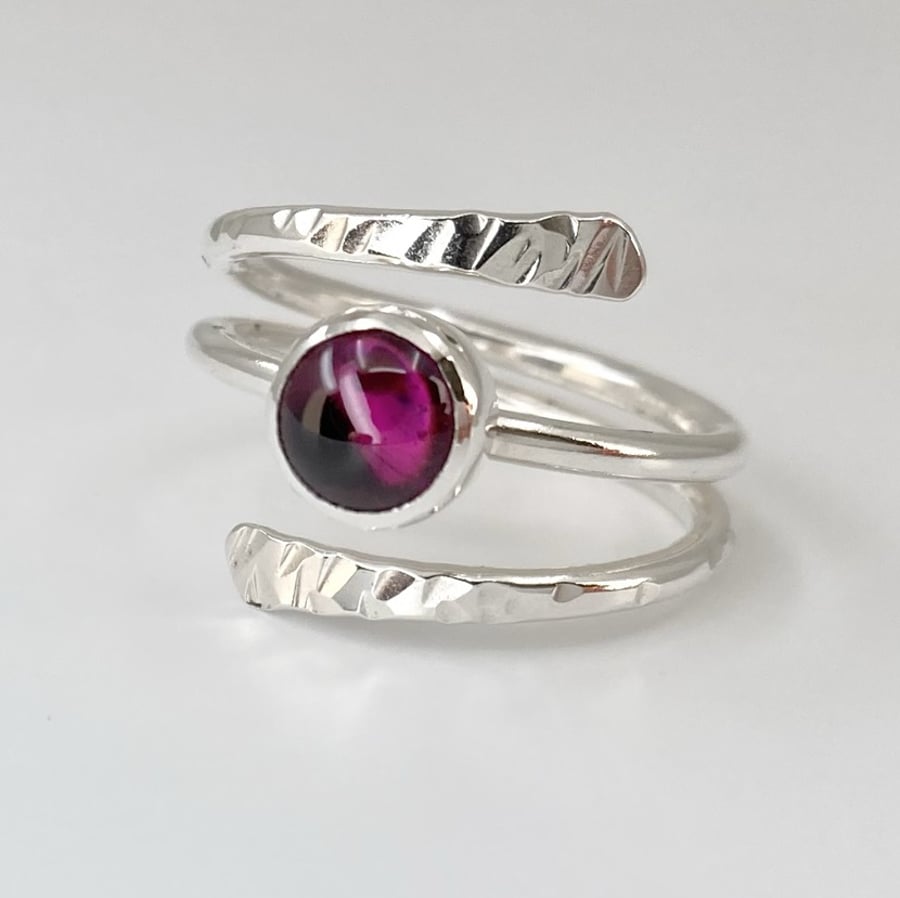 Rhodolite Garnet Satellite Ring