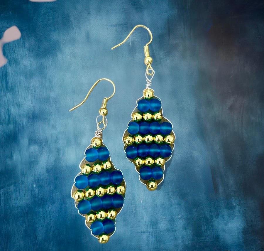 Earrings- Vibrant Glass and Gold Plated Beads - Boho style, Freepost