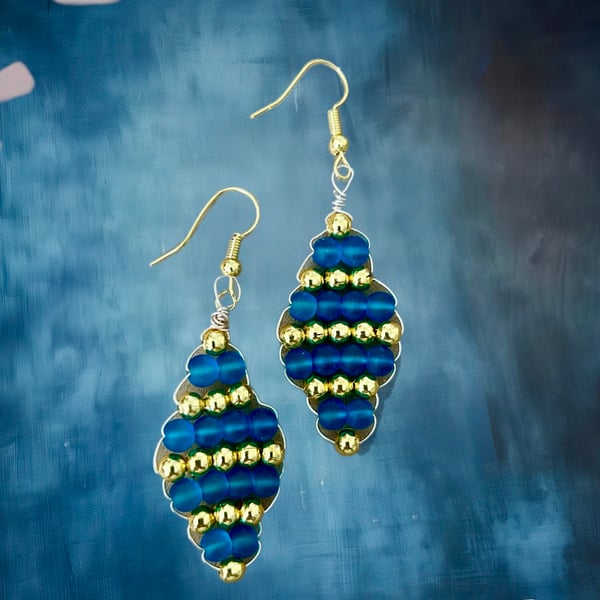 Earrings- Vibrant Glass and Gold Plated Beads - Boho style, Freepost
