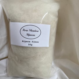 50g white alpaca fibre