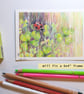 Ladybird in Clover, original insect drawing, nature artwork - Image 3