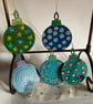 Set of 5 hand painted baubles 