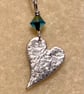 Pretty silver, angled heart with Swarovski crystal.  - Image 3