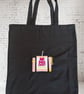 P Louise inspired tote bag in black Embroidered bad b
