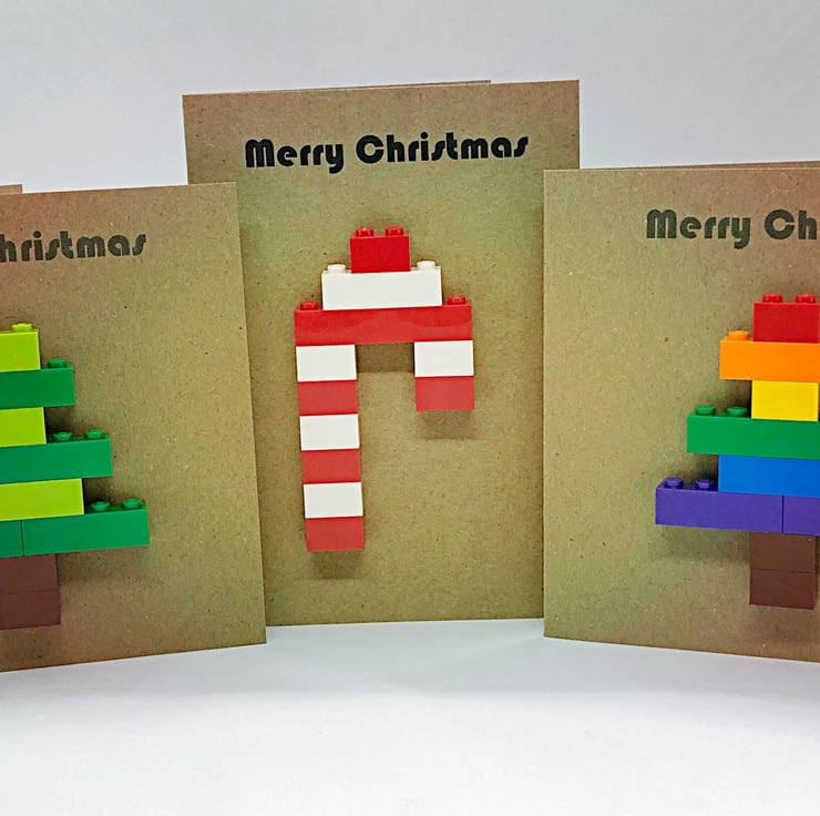 Christmas Tree Card Made with Lego Removable Folksy