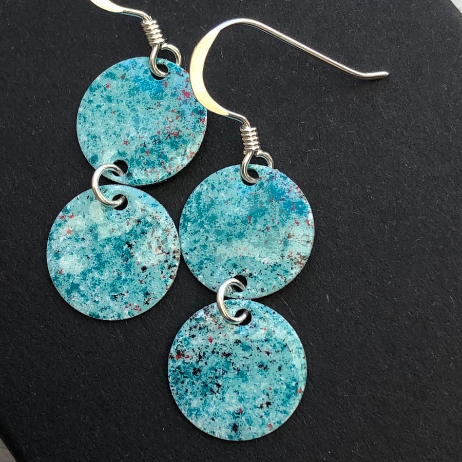 Light turquoise mix geometric enamel earrings 