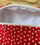 Red with White Hearts Print Quilted Fabric Box Shape Makeup Bag  - Image 3