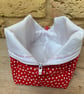 Red with White Hearts Print Quilted Fabric Box Shape Makeup Bag  - Image 4