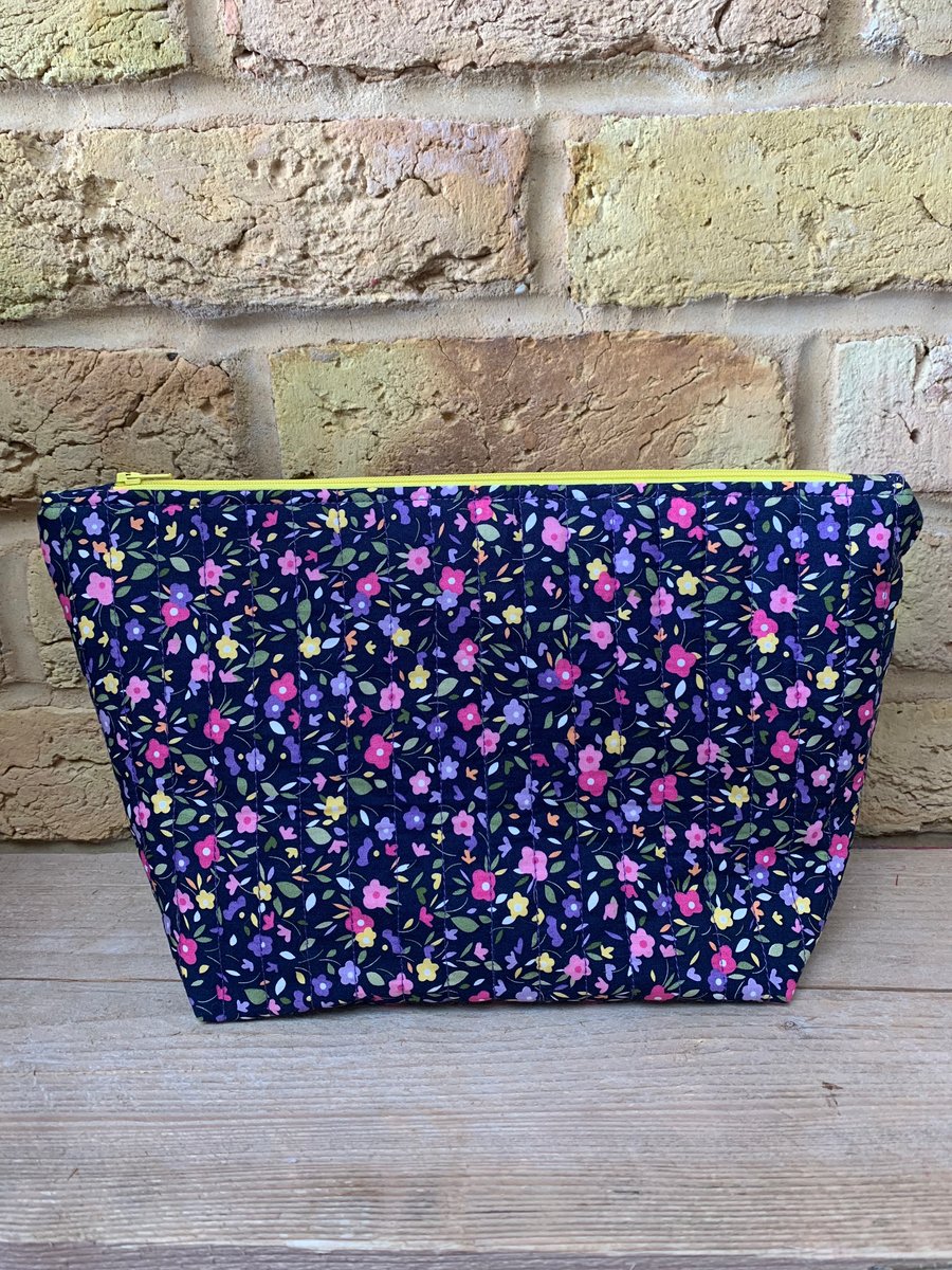 Floral Fabric Quilted Wash Bag