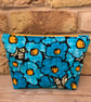 Bright Blue Floral Quilted Fabric Makeup Bag - Image 1