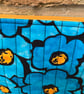 Bright Blue Floral Quilted Fabric Makeup Bag - Image 2