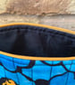 Bright Blue Floral Quilted Fabric Makeup Bag - Image 5