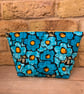 Bright Blue Floral Fabric Quilted Wash Bag - Image 1