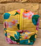 Bright Roses Print Fabric Quilted Box Shape Makeup Bag - Image 2