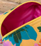 Bright Roses Print Fabric Quilted Box Shape Makeup Bag - Image 3