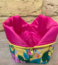 Bright Roses Print Fabric Quilted Box Shape Makeup Bag - Image 4