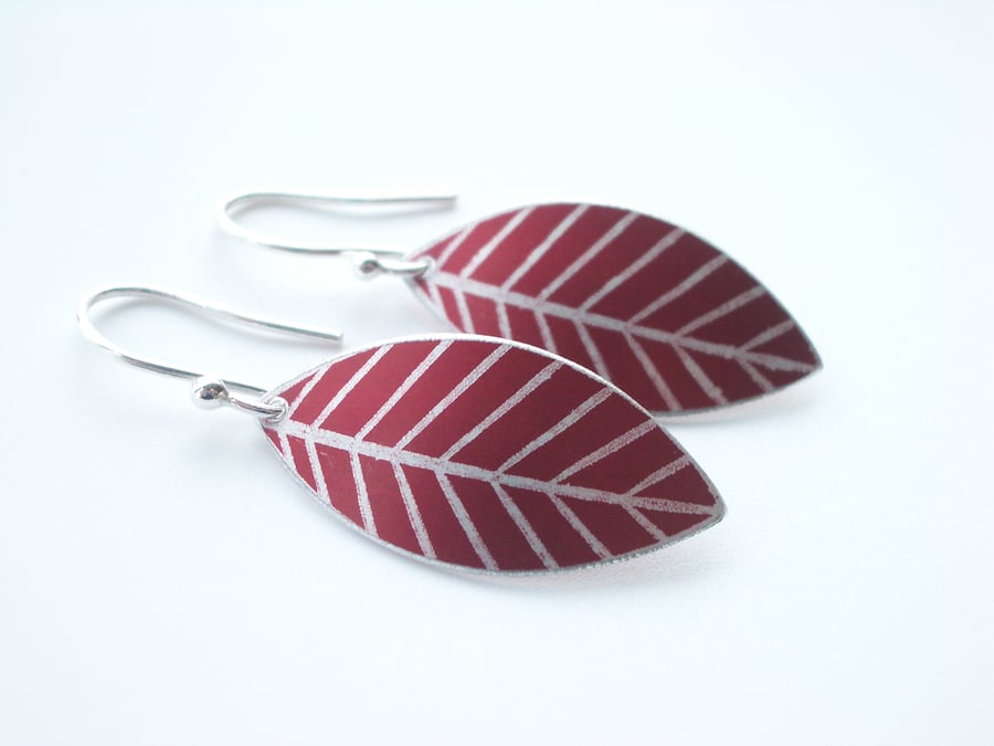 Red leaf  earrings