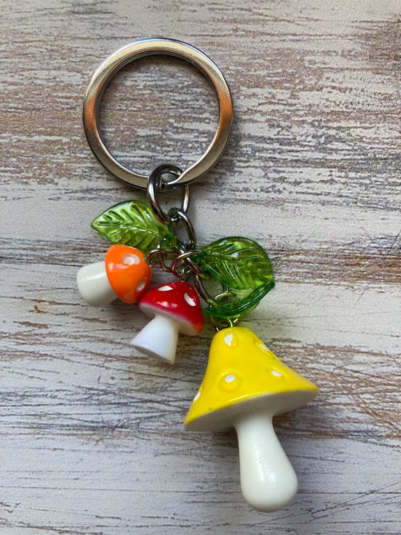 Faery Toadstool bag charm or keyring yellow 