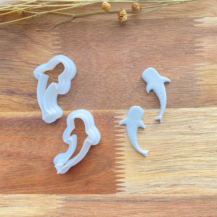 Set of 2 left and right Whale Shark Polymer Clay Cutters for jewellery making