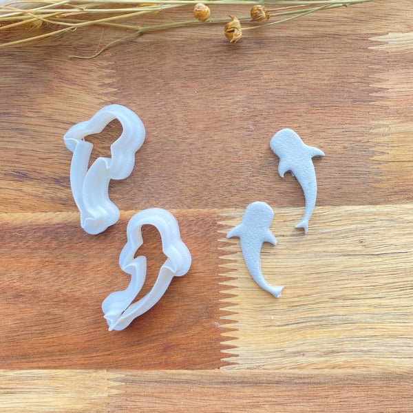 Set of 2 left and right Whale Shark Polymer Clay Cutters for jewellery making