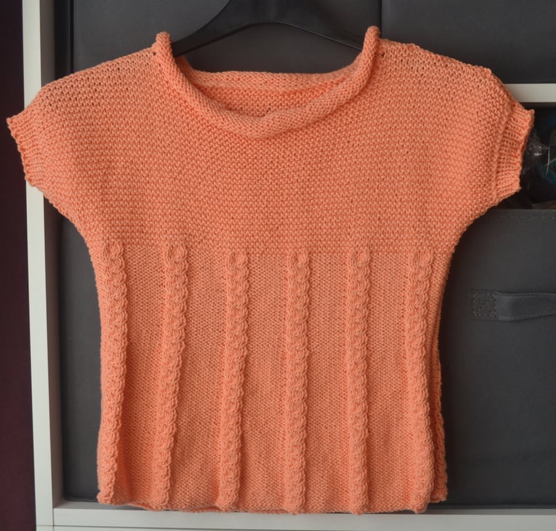 Hand Knitted Girl Tunic Orange 100% Cotton 3-4 years Lang Yarns