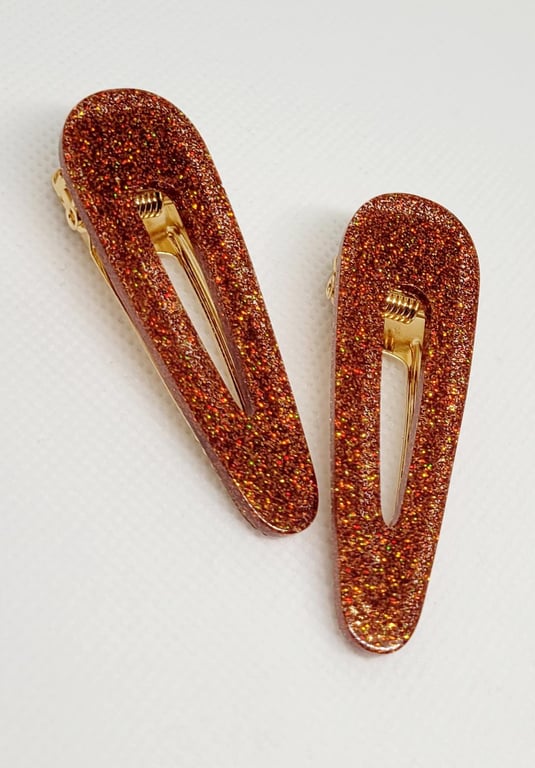 Hair Clips Burnt Orange Autumn Glitter Clip Teardrop Hair Accessories Fall Inspi