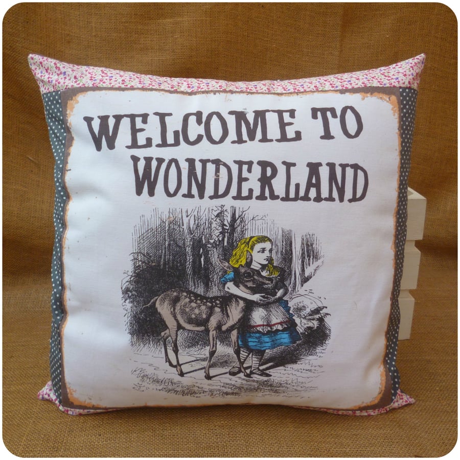 Welcome to Wonderland Alice in Wonderland Cushion (SKU00692)