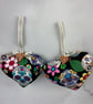 Candy skulls hanging heart set, with loop button and ribbon trim, Handmade - Image 7