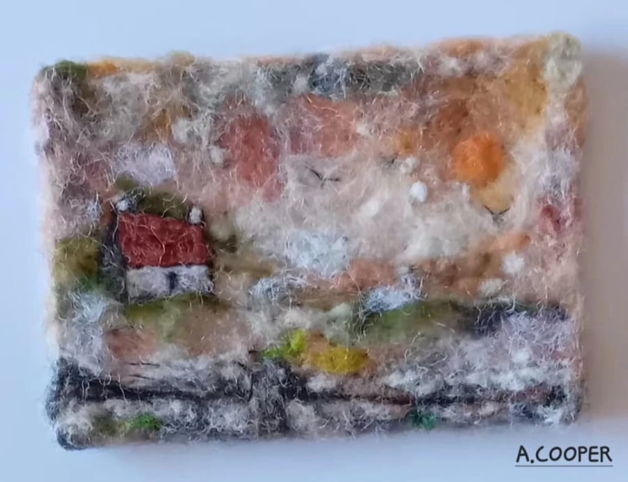 ,JANUARY COLD SNAP, handmade, original, needle felted wool picture 