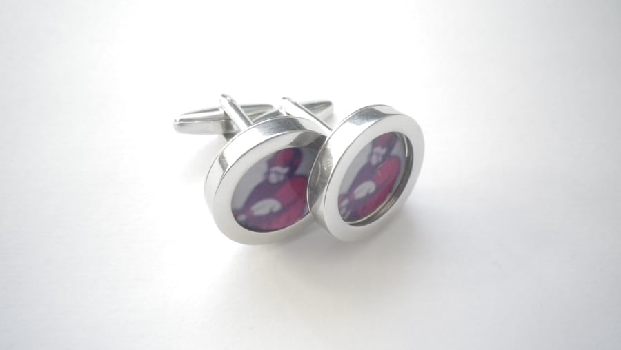 Vintage cricket cufflinks, dynamic, colourful, special present, free UK shipping