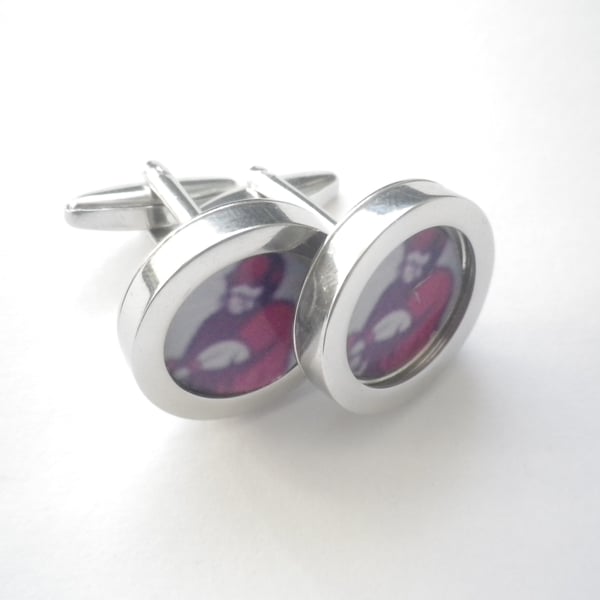 Vintage cricket cufflinks, dynamic, colourful, special present, free UK shipping