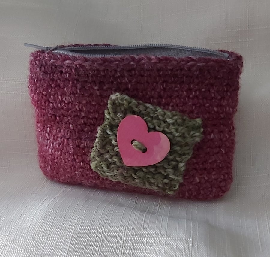 Hand crocheted zipper coin purse 