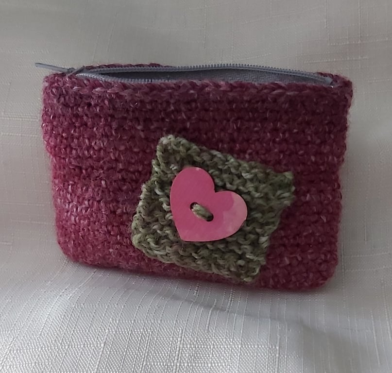 Hand crocheted zipper coin purse 