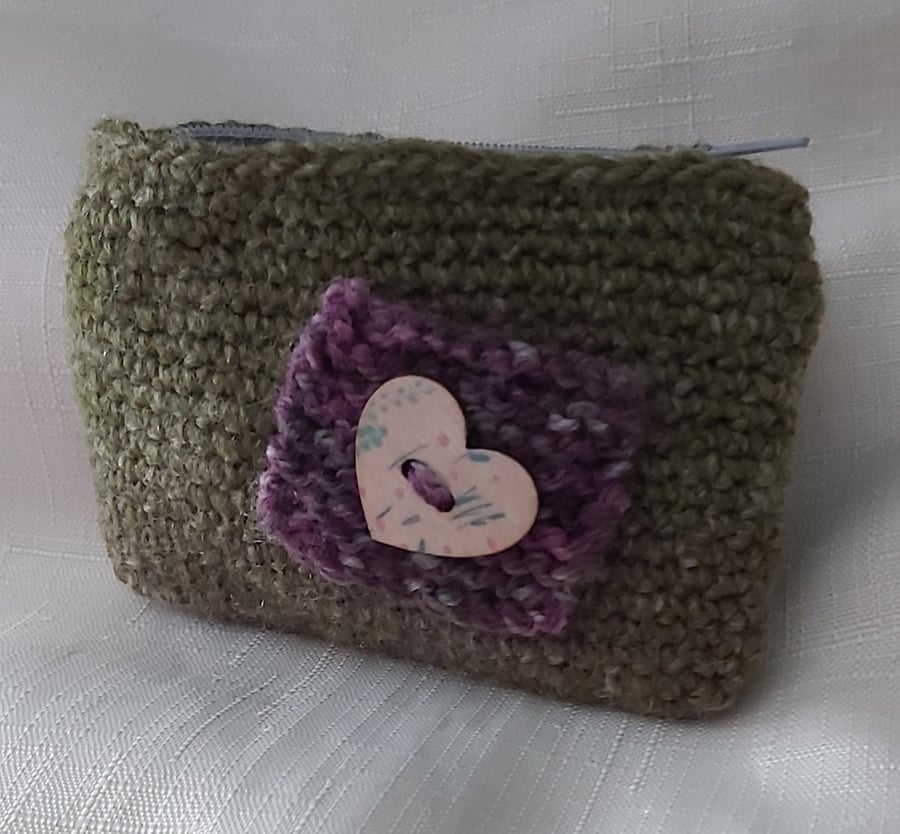 Hand crocheted zipper coin purse 