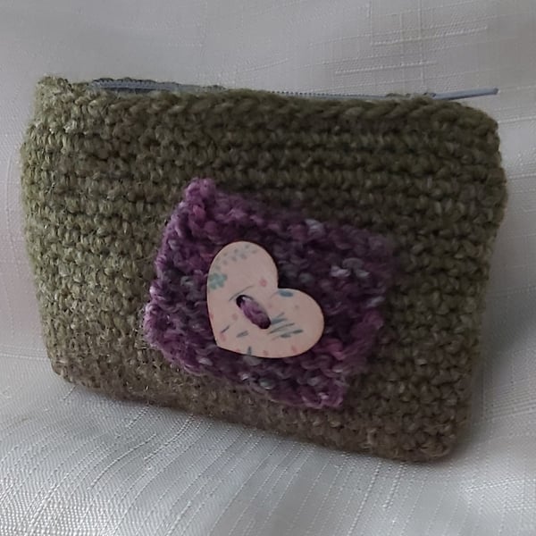 Hand crocheted zipper coin purse 