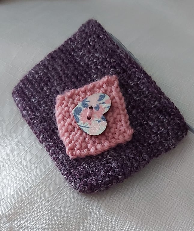 Hand crocheted zipper coin purse 