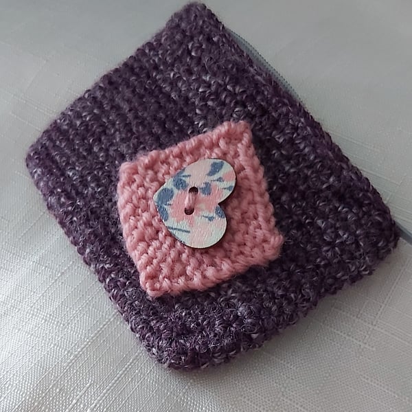 Hand crocheted zipper coin purse 