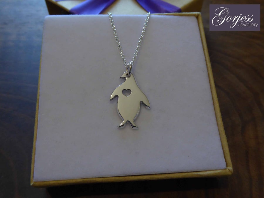 Handmade Silver Penguin Necklace