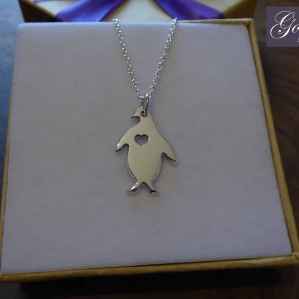 Handmade Silver Penguin Necklace