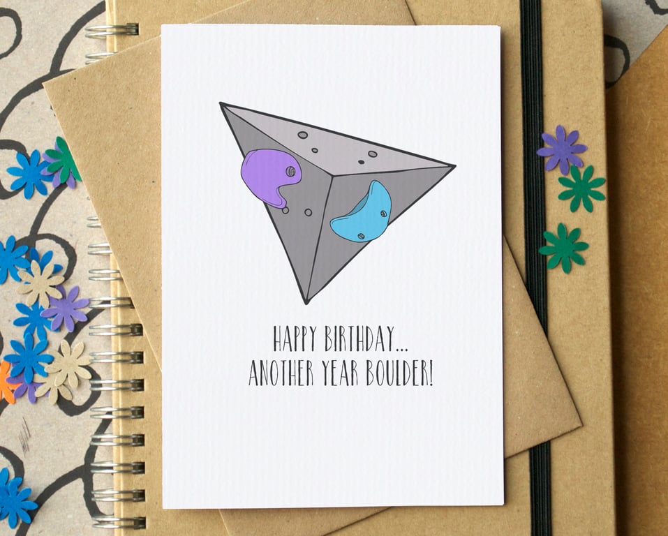 Funny "Happy Birthday, Another Year Boulder" Rock Climbing Card