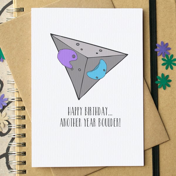 Funny "Happy Birthday, Another Year Boulder" Rock Climbing Card