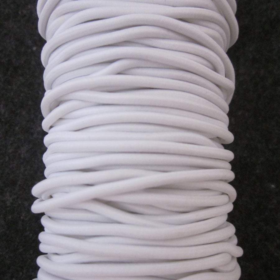 5 metres 2.5mm Round White Elastic