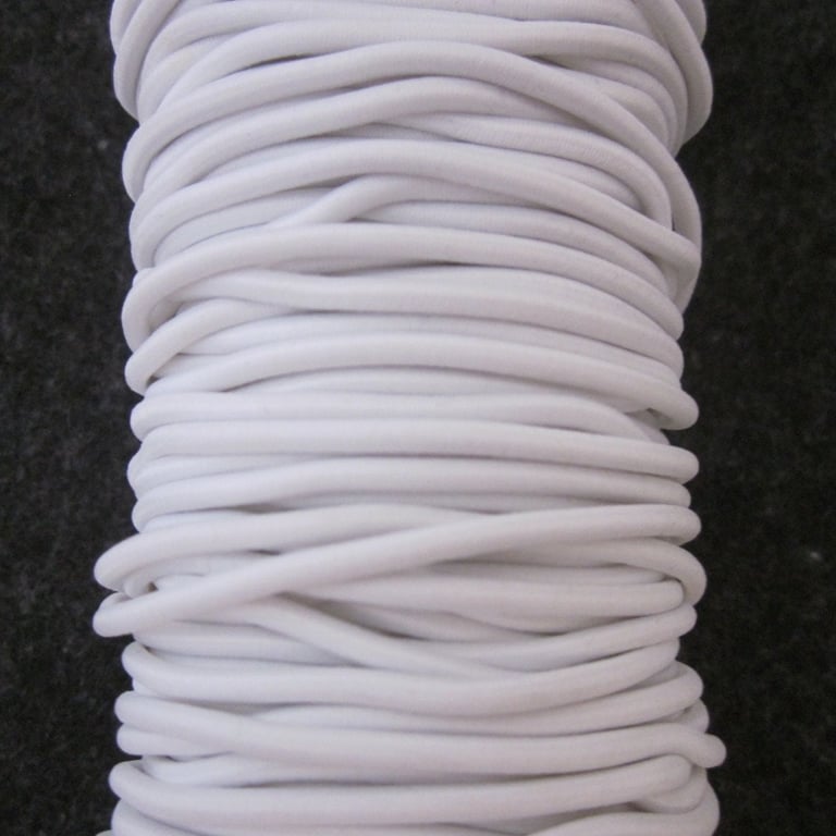 5 metres 2.5mm Round White Elastic