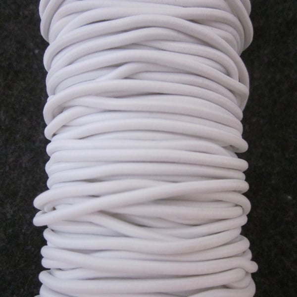 5 metres 2.5mm Round White Elastic