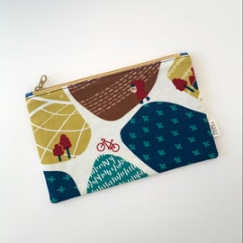 Children with bicycle fabric zipper bag, coin purse, pouch bag, cardholder
